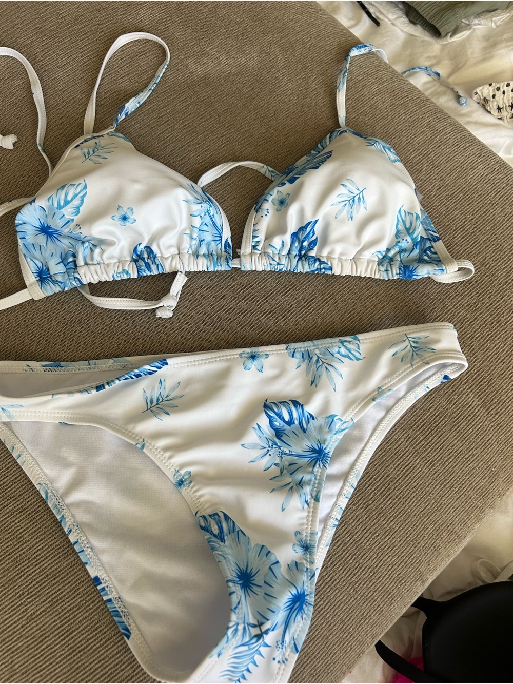 White and Blue Floral Kids Bikini Swim Set